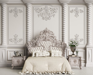 Wall Mural - Classic bedroom interior with copy space