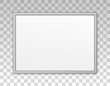 © Omeris - Mockup silver frame photo on wall. Mock up picture framed. Horizontal modern boarder with shadow. Empty photoframe a4 isolated on background. Border for design prints poster and painting image. Vector