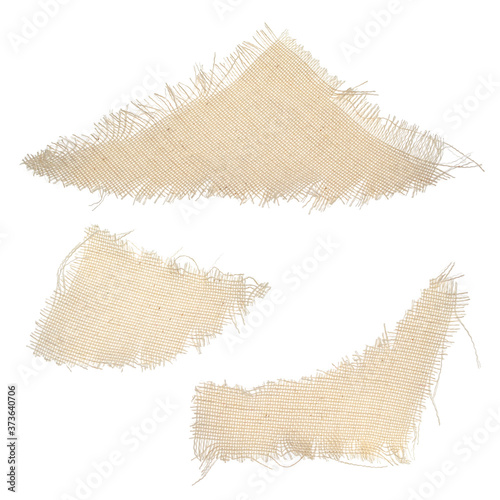 Set of pieces of torn beige fabric from canvas of various shapes Tableau sur Toile