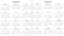 2021, 20220 Yearly Calendar - 12 Months Yearly Calendar Vector Eps