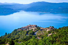 Beautiful Lake Sainte Croix Of Verdon Lake, Provence, France. Taken From De Village Of Sainte Croix Du Verdon