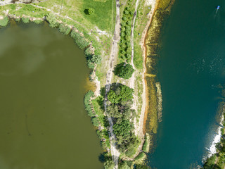  Aerial view. Lake in the Kiev park.