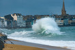© hectorchristiaen - Big high tide and big waves on the Chaussée du Sillon in Saint Malo, Brittany, France