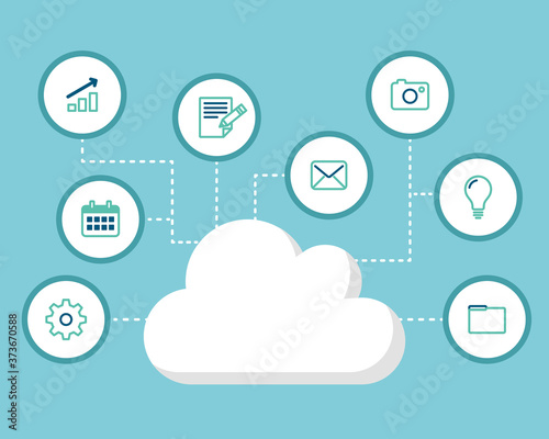 クラウドのイラスト ビジネス It Pc データ 共有 バックアップ かっこいい スタイリッシュ Stock Vektorgrafik Adobe Stock