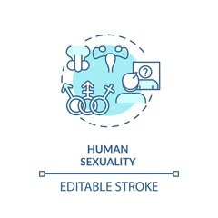 Human sexuality concept icon. Physiological and psychological aspects of sex education. Sexual diversity idea thin line illustration. Vector isolated outline RGB color drawing. Editable stroke