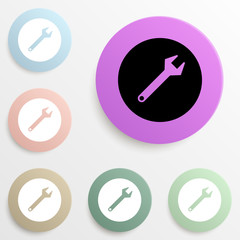 Poster - spanner in a circle badge color set. Simple glyph, flat vector of web icons for ui and ux, website or mobile application