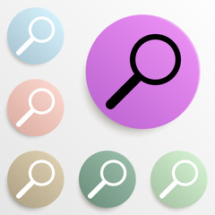Poster - magnifier badge color set. Simple glyph, flat vector of web icons for ui and ux, website or mobile application