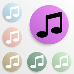 Poster - musical note badge color set. Simple glyph, flat vector of web icons for ui and ux, website or mobile application