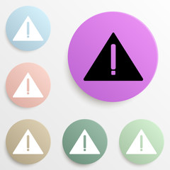Poster - exclamation point in a triangle badge color set. simple glyph, flat vector of web icons for ui and u