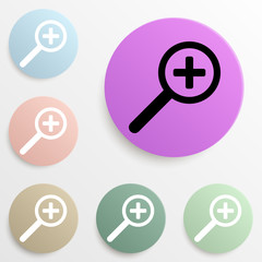 Poster - magnifier zoom badge color set. Simple glyph, flat vector of web icons for ui and ux, website or mobile application