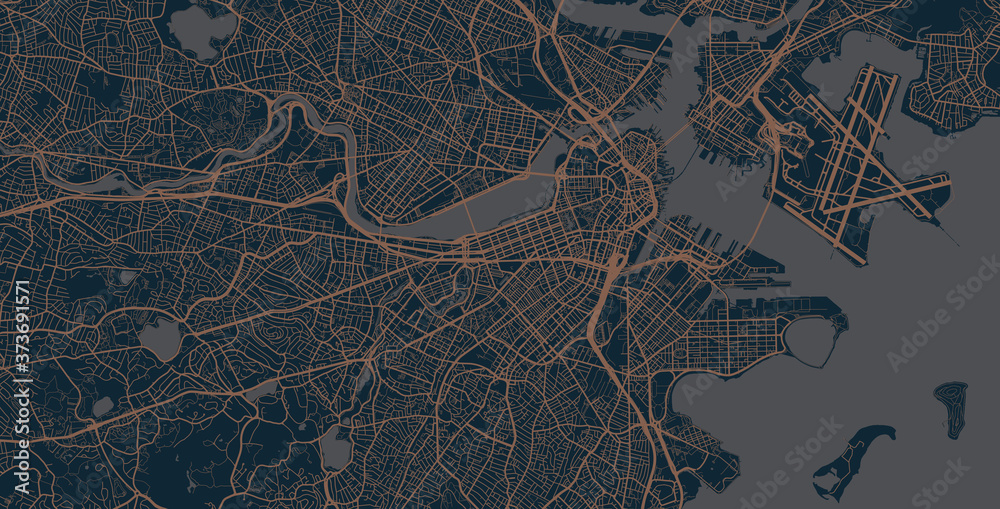 Boston Vector Map Detailed vector map of Boston, MA, USA Stock Vector | Adobe Stock