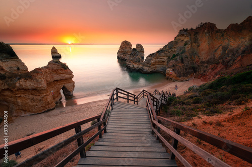Cuadros en Lienzo Coves and cliffs at Ponta da Piedade the most famous spot of Algarve region, in Portugal