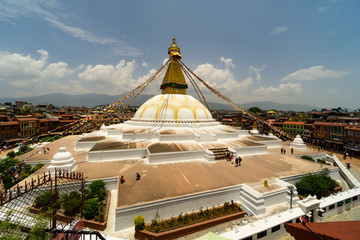 Kathmandu, Nepal,  panoramic view from the top of Boudhanath temple stupa