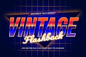 Wall Mural - Text effect in Vintage Flashback words, font styles theme editable gradient retro 80s gradient colorful concept