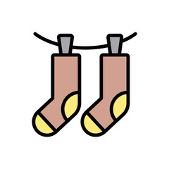 Poster - Socks clothespin icon. Simple color with outline vector elements of laundry icons for ui and ux, website or mobile application