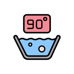 Poster - 90 degree washing icon. Simple color with outline vector elements of laundry icons for ui and ux, website or mobile application