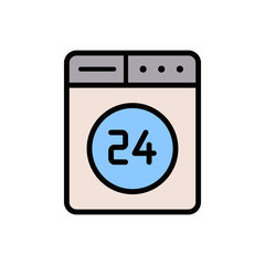 Poster - 24 hours open icon. Simple color with outline vector elements of laundry icons for ui and ux, website or mobile application