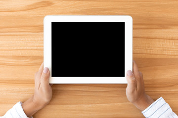Aufkleber - Shot of woman using her digital tablet with blank screen