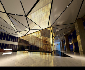 Wall Mural - 3d render of modern luxury hotel lobby reception