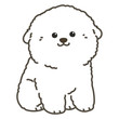 Outlined white Bichon Frise sitting