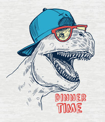 Wall Mural - Dinosaur vector illustration with cool slogans. For t-shirt prints and other uses.