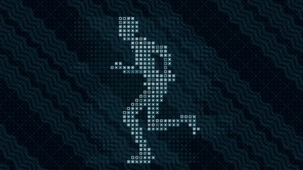 Aufkleber - Pattern of colored dots creates silhouette of a running man side view. 3d render