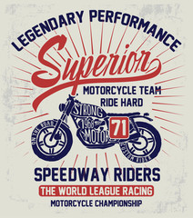 Wall Mural - Motorcycle theme vector  typography and illustrations, for  t-shirt prints and other uses.