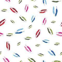 Poster - Colorful feathers repeat pattern print background design