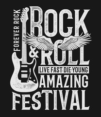 Wall Mural - rock & roll theme vector graphic, for t-shirt prints and other uses.