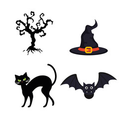 Sticker - set icons, happy halloween celebration vector illustration design