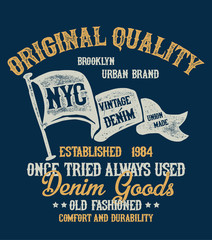 Vintage vector denim typography, for t-shirt prints and other uses.