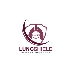 Poster - Lung shield logo template design vector, emblem, design concept, creative symbol