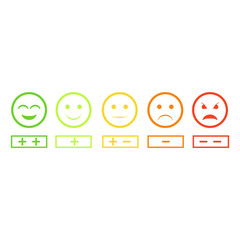 Canvas Print - Cartoon Color Smiley Thin Line Icons Set Feedback Concept. Vector