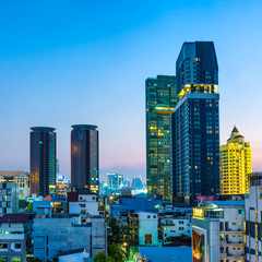 Wall Mural - Bangkok city at night - buildings skyline and skyscrapers city night landscape