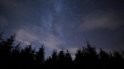 time lapse of milky way and stars over davagh forest in n. ireland