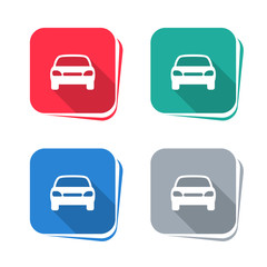 Wall Mural - Car icon on square button