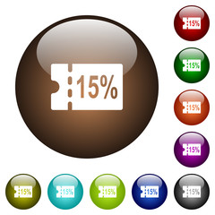 Poster - 15 percent discount coupon color glass buttons