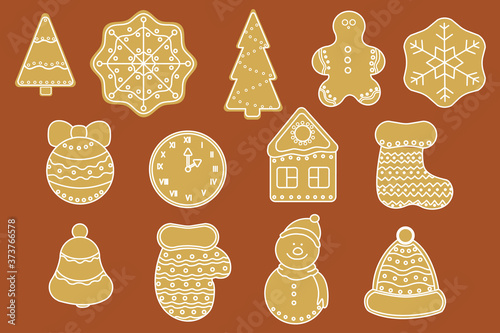 Photographie Christmas gingerbread vector set