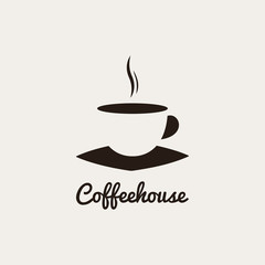 Wall Mural - Coffee cup logo on white and black background