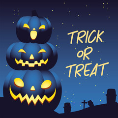 Canvas Print - trick or treat poster with pumpkins