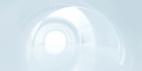 Poster - abstract white futuristic architecture tunnel background 3d render illustration