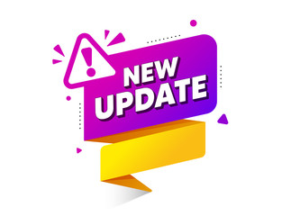 Fototapete - new update ribbon banner with exclamation mark. quality web element. announcement bubble for promoti