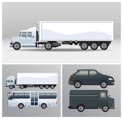 Sticker - bus and trucks with vehicles mockup style