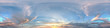 hdr panorama of sunset sky with clouds without ground, for easy use in 3D graphics and panorama for composites in aerial and ground spherical panoramas as a sky dome.