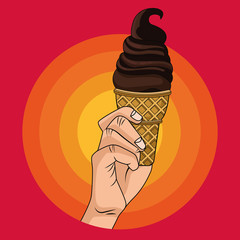 Sticker - hand human with ice cream pop art style