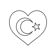 Poster - heart with turkey flag design, line style