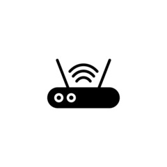 Poster - wifi router icon in black flat glyph, filled style isolated on white background