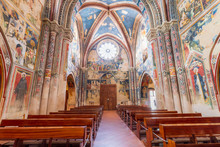 Italy, Apulia, Province Of Lecce, Galatina. June 03, 2019. Basilica Di Santa Caterina Di Alessandri. Famous Frescoes In The Interior. Rose Window. (Editorial Use Only)