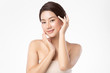 © kitthanes - Beautiful Young asian Woman with Clean Fresh Skin, on white background, Face care, Facial treatment, Cosmetology, beauty and spa, Asian women portrait