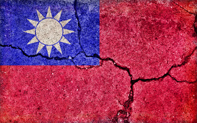 Wall Mural - Grunge country flag illustration (cracked concrete background) / Taiwan.